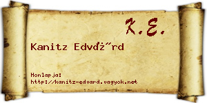 Kanitz Edvárd névjegykártya